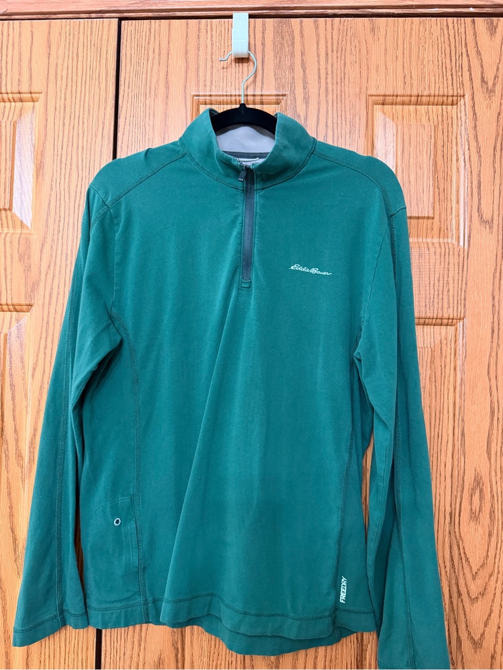 Eddie Bauer Teal Green Quarter-Zip Lightweight Fleece Pullover